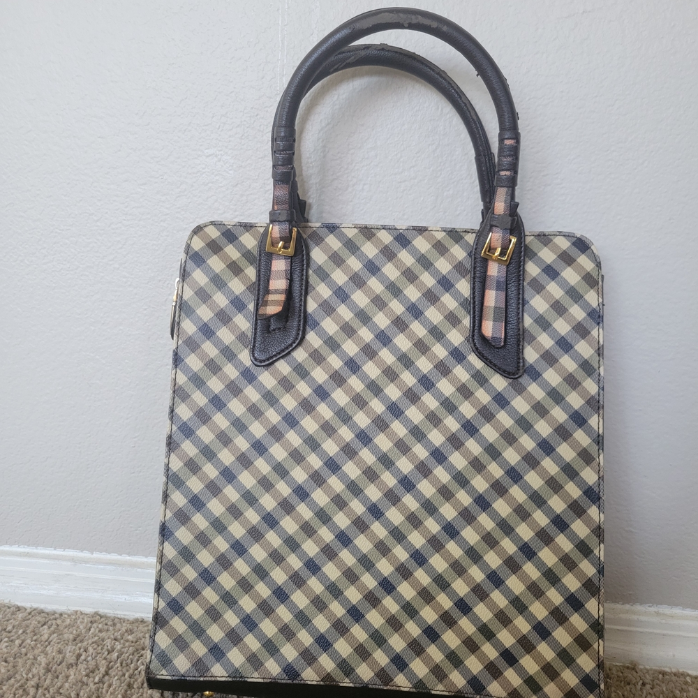 Checkered Black and Cream Tote Bag
